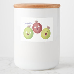 Cute gooseberry trio singel tecknad mat etiketter