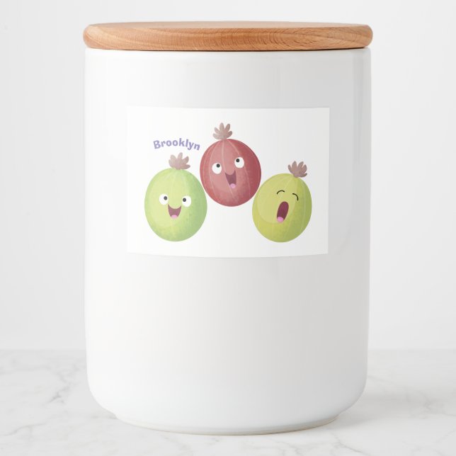Cute gooseberry trio singel tecknad mat etiketter (Framsida)