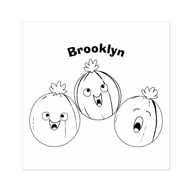 Cute gooseberry trio singel tecknad stämpel (Tryck)