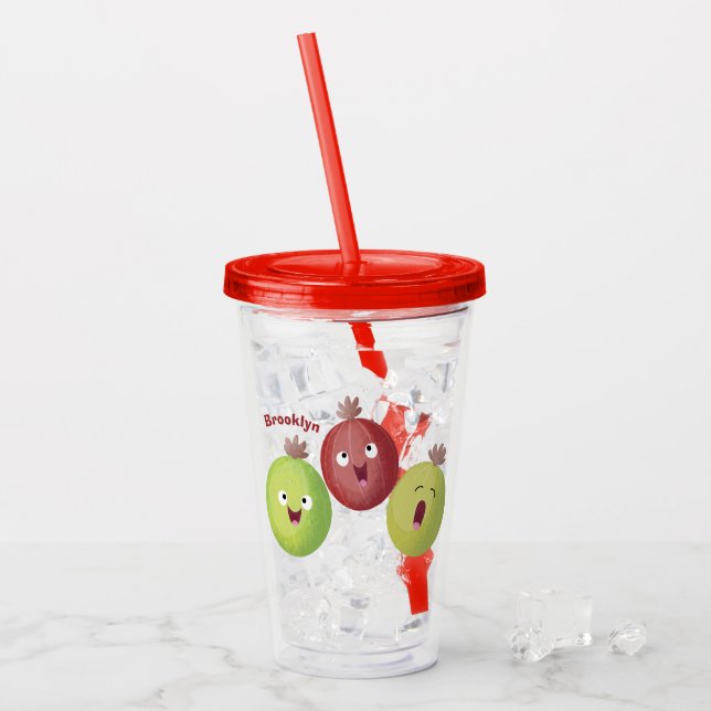 Cute gooseberry trio singel tecknad take away mugg (Framsida Ice)