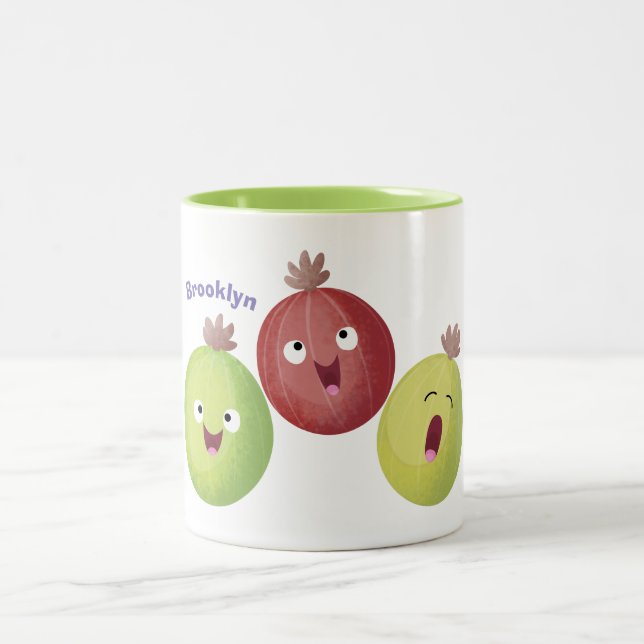Cute gooseberry trio singel tecknad Två-Tonad mugg (Center)