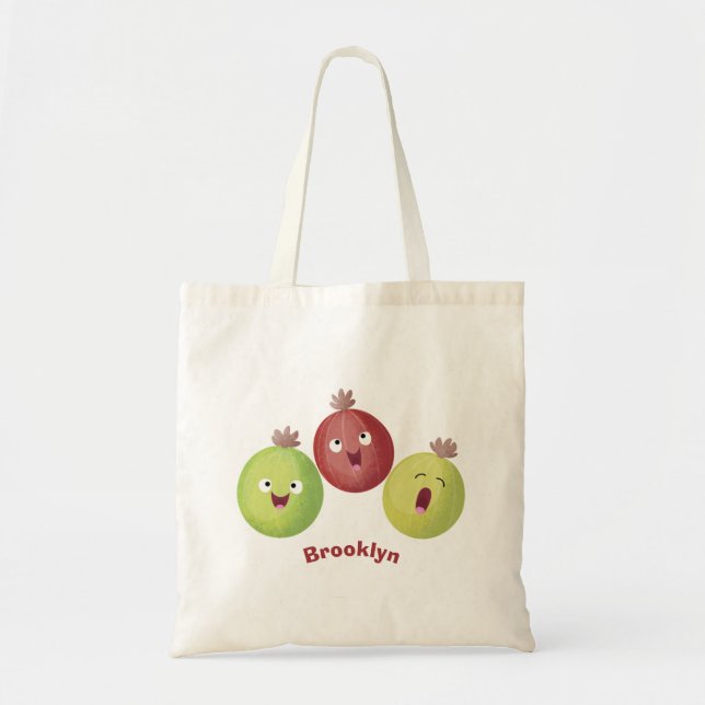 Cute gooseberry trio singel tecknad tygkasse (Framsidan)