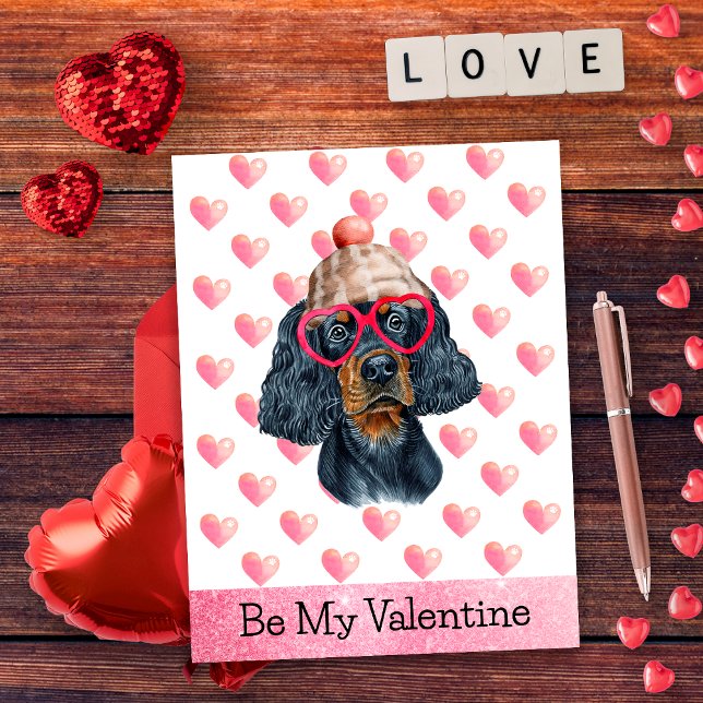 Cute Gordon Setter I Woof You Hund Valentine Day Helg Vykort (Skapare uppladdad)