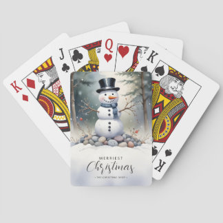 Cute Gorgeous Snowman Frosted Landscape Forest Casinokort