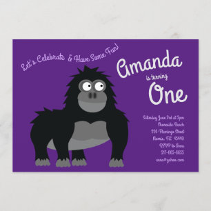 Cute Gorilla Ape Kid 1:a födelsedagsinbjudan Inbjudningar