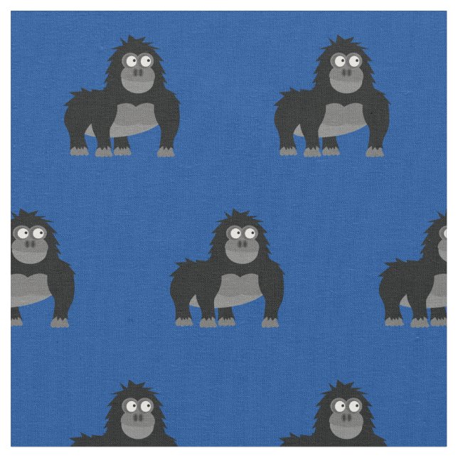 Cute Gorilla Kid Baby Nursery Blue Ape Tyg (Närbild)