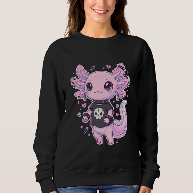 Cute Goth Axolotl Pastel Kawaii Emo Axolotl Punk W T Shirt (Framsida)