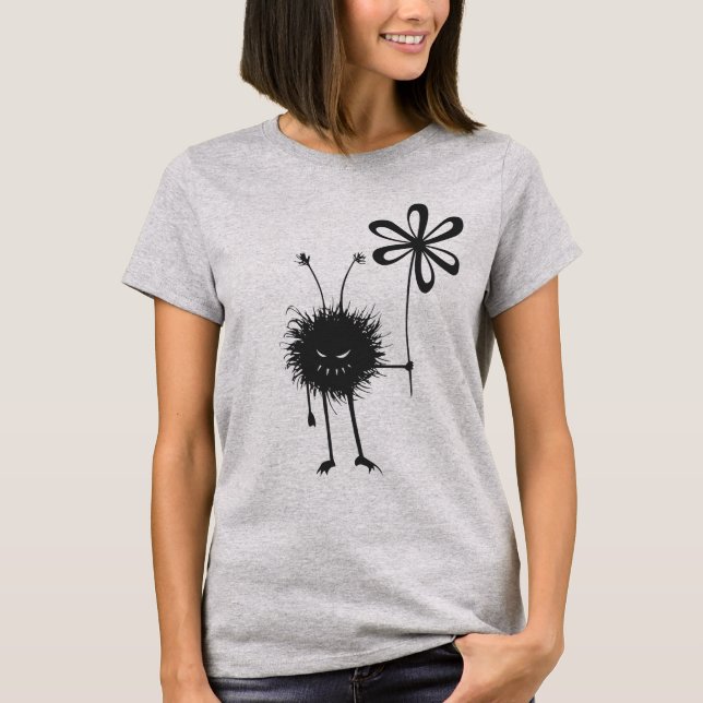 Cute Goth Evil Flower Kryp T-shirt (Framsida)