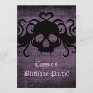 Cute goth fanged vampyr head mörk lila 7"x5" inbjudningar
