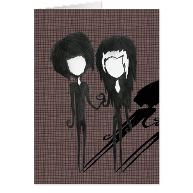 Cute Goth Girl and Boy Alternative Art Teckning Hälsningskort (Framsidan)