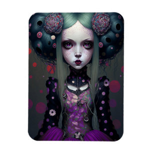 Cute Goth Girl Lila Black Fantasy Art Magnet