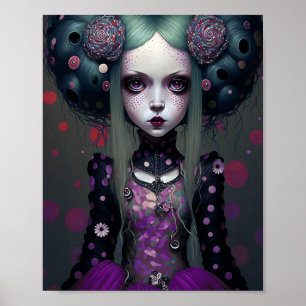 Cute Goth Girl Lila Black Fantasy Art Poster