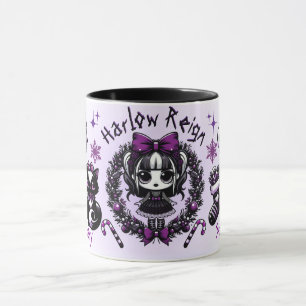 Cute Goth Girl Lila & Black gotin jul Mugg