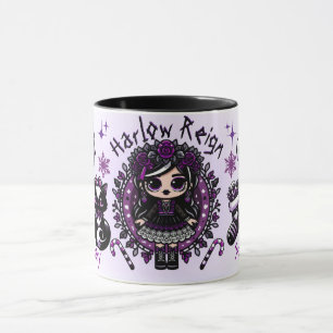 Cute Goth Girl Lila & Black gotin jul Mugg