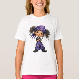 Cute Goth Girl Purple Outfit Cartoon Art T Shirt