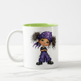 Cute Goth Girl Purple Outfit Cartoon Art Två-Tonad Mugg