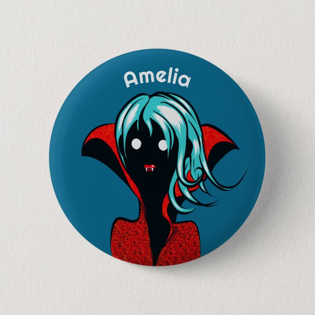 Cute Goth Vampire Girl Namn Knapp (Framsida)