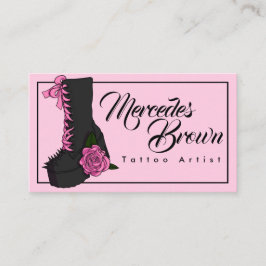 Cute Gothic Boot Rosa ros Tattokonstnär Visitkort