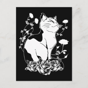 Cute Gothic Cat Ro Pastel Goth Kitten Vykort