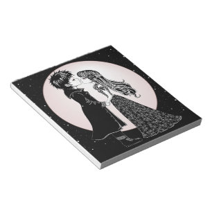 Cute Gothic Emo Kids Kiss Valentine Day Anteckningsblock