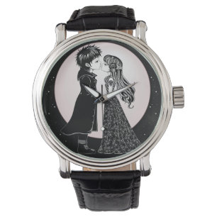 Cute Gothic Emo Kids Kiss Valentine Day Armbandsur