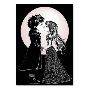 Cute Gothic Emo Kids Kiss Valentine Day Bordsnummer
