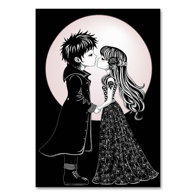 Cute Gothic Emo Kids Kiss Valentine Day Bordsnummer (Framsidan)