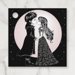Cute Gothic Emo Kids Kiss Valentine Day Gåvor Etiketter