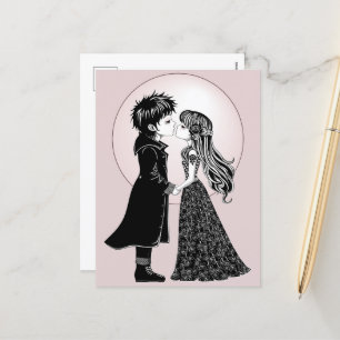 Cute Gothic Emo Kids Kiss Valentine Day Helg Vykort