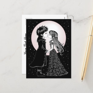 Cute Gothic Emo Kids Kiss Valentine Day Helg Vykort