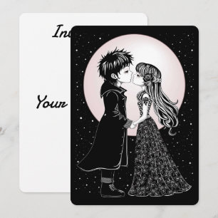 Cute Gothic Emo Kids Kiss Valentine Day Inbjudningar