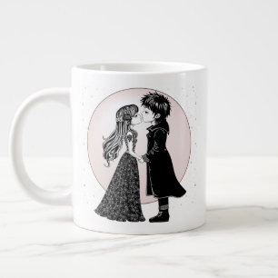 Cute Gothic Emo Kids Kiss Valentine Day Jumbo Mugg