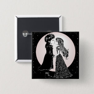 Cute Gothic Emo Kids Kiss Valentine Day Knapp