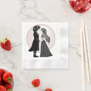 Cute Gothic Emo Kids Kiss Valentine Day Pappersservett