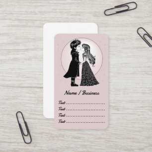 Cute Gothic Emo Kids Kiss Valentine Day Visitkort