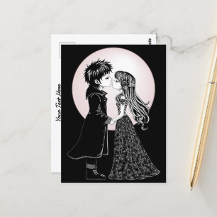 Cute Gothic Emo Kids Kiss Valentine Day Vykort