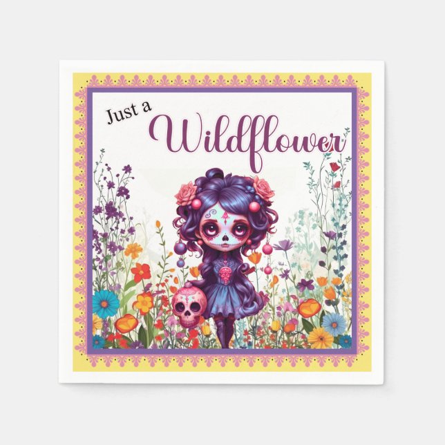 Cute Gothic Garden Sugar Skull Pappersservett (Framsidan)