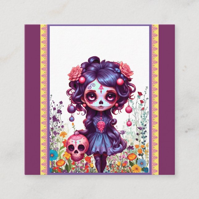 Cute Gothic Garden Sugar Skull Tilläggskort (Framsida)
