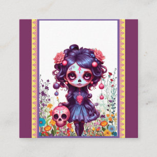Cute Gothic Garden Sugar Skull Tilläggskort