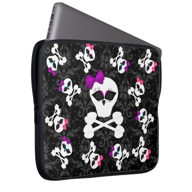 Cute Gothic Goodies Girly Girl Skull Laptop sleeve (Framsidan Höger)