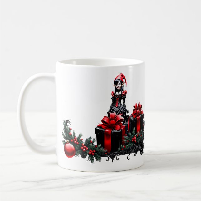 Cute Gothic Jul Elf. Kaffemugg (Vänster)