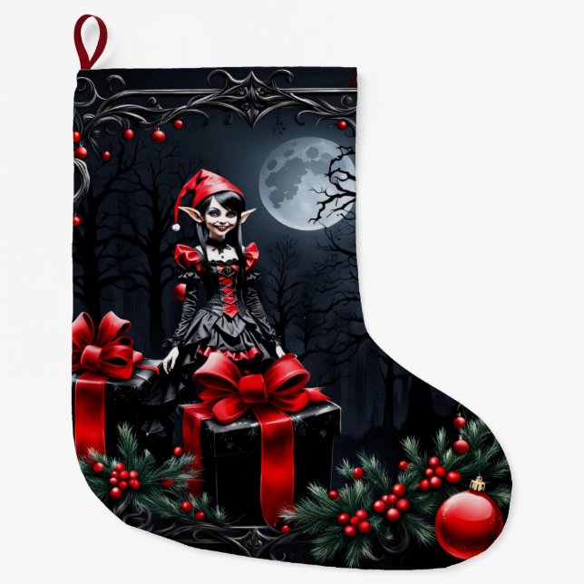 Cute Gothic Jul Elf. Stor Julstrumpa (Framsidan)