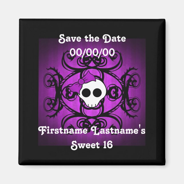 Cute Gothic skalle Magnet (Framsidan)