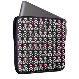 Cute Gothic Skull och Crossbone Girly-Döskallar Laptop Sleeve