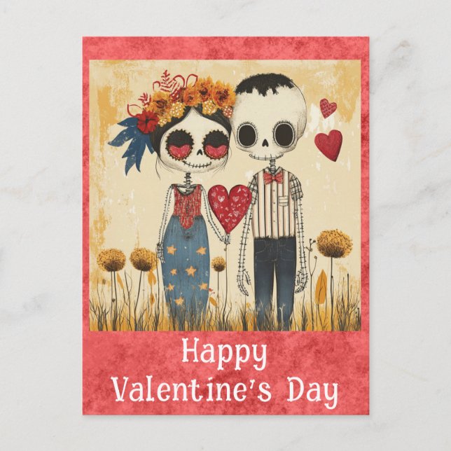 Cute Gothic Valentines day Skeleton par Vykort (Framsida)