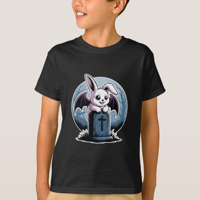 Cute Gothic Vampire Bunny Kawaii Halloween T Shirt (Framsida)