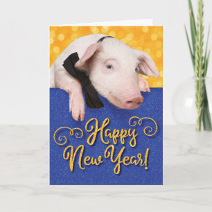 Cute Gott nytt år Gris med badplats Kort