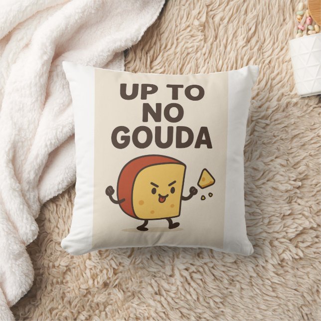 Cute Gouda Cartoon Pillow – Funny  Kudde (Filt)
