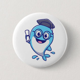 Cute Graduate Whale with Graduation Cap and Diplom Knapp