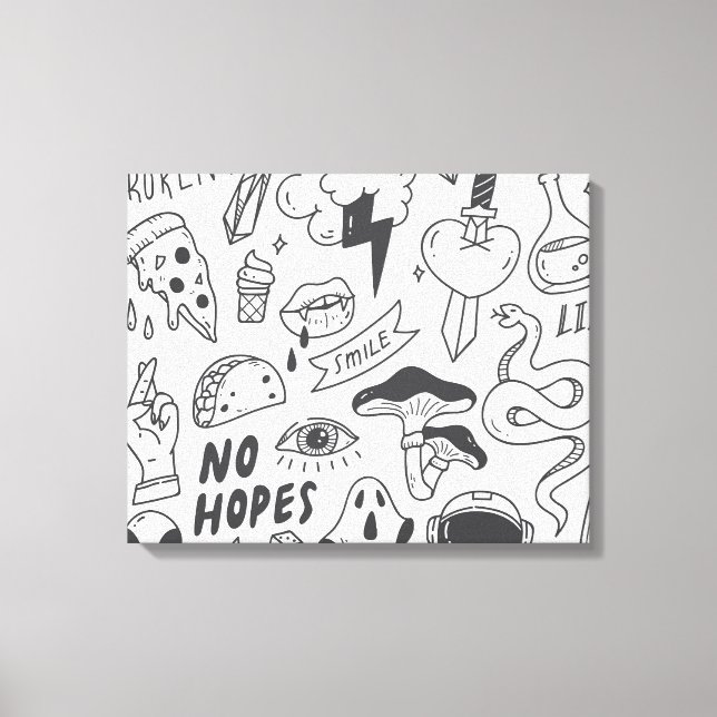 Cute Graffiti: Doodle Art Set. Canvastryck (Framsida)